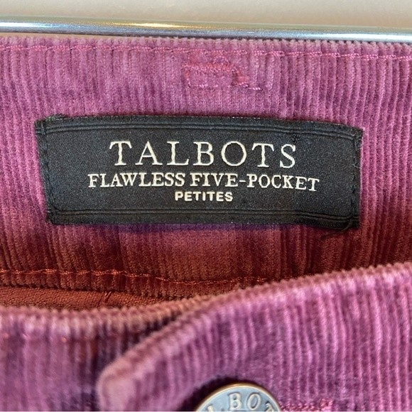 Talbots Flawless Five-Pocket Petite Boyfriend Burgundy Corduroy Pants Size 16P - Picture 3 of 8
